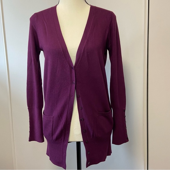 ZARA Sweater Red Merlot Cardigan - Size: M - Picture 1 of 5